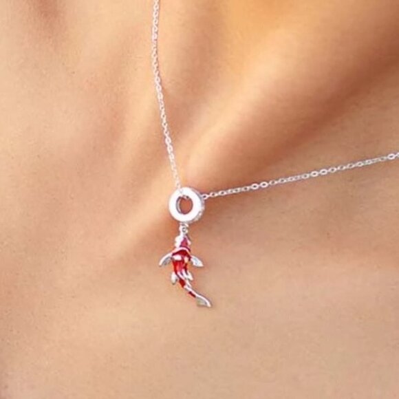 Sterling Silver Carp Fish Charm Dangle - Picture 11 of 11